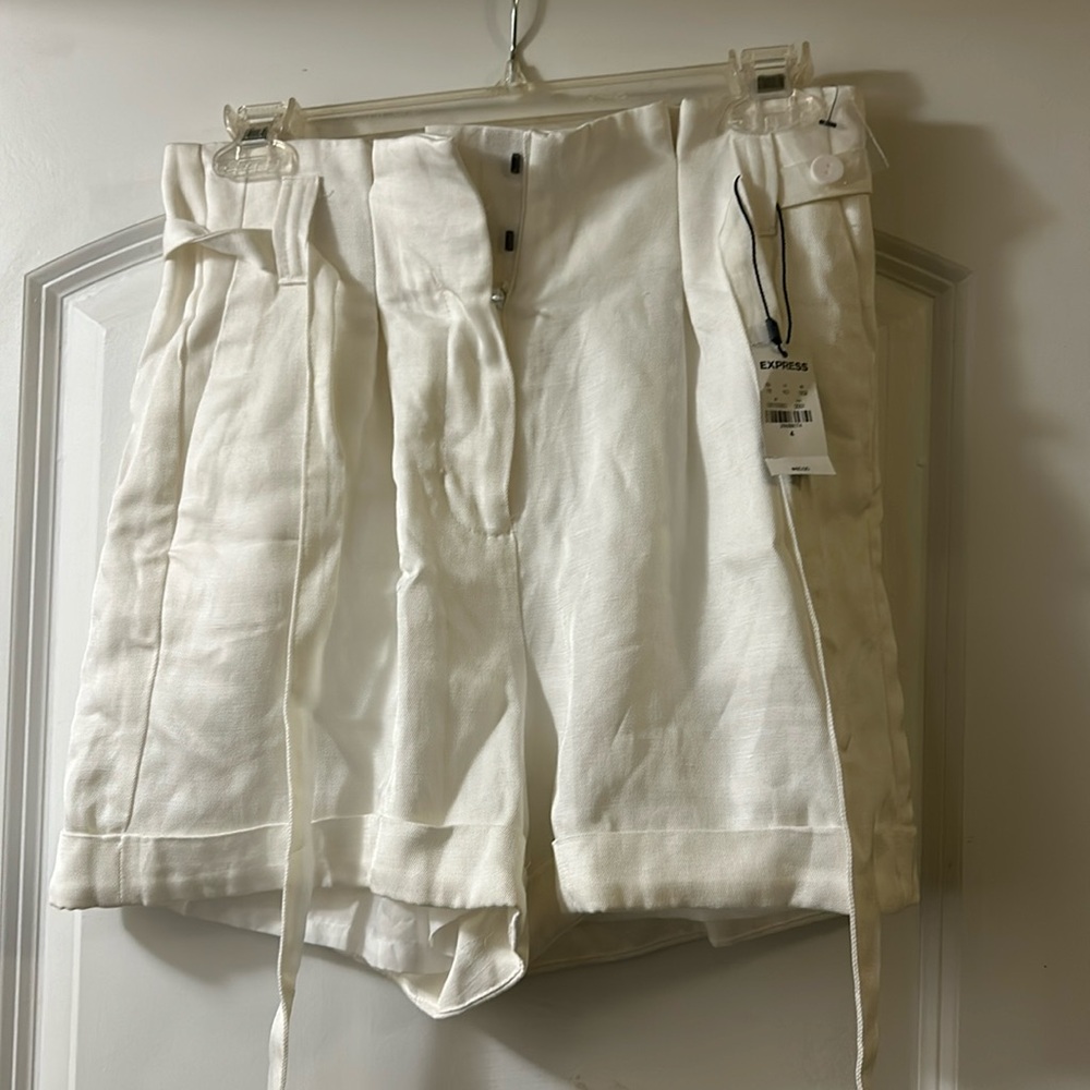 Express size 4 high rise shorts white